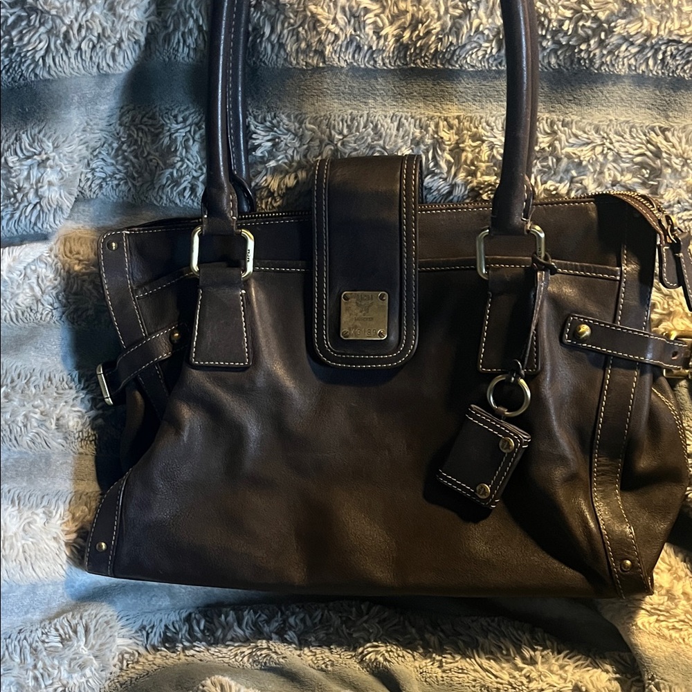MCM Rich Brown Leather Shoulder Bag